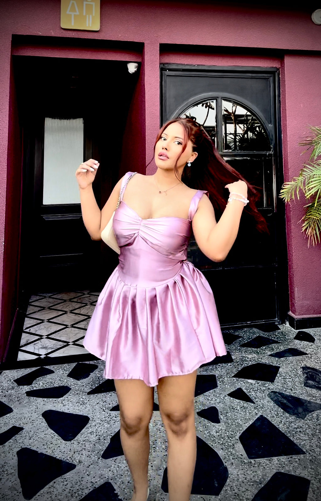 Mauve Glow Satin Dress