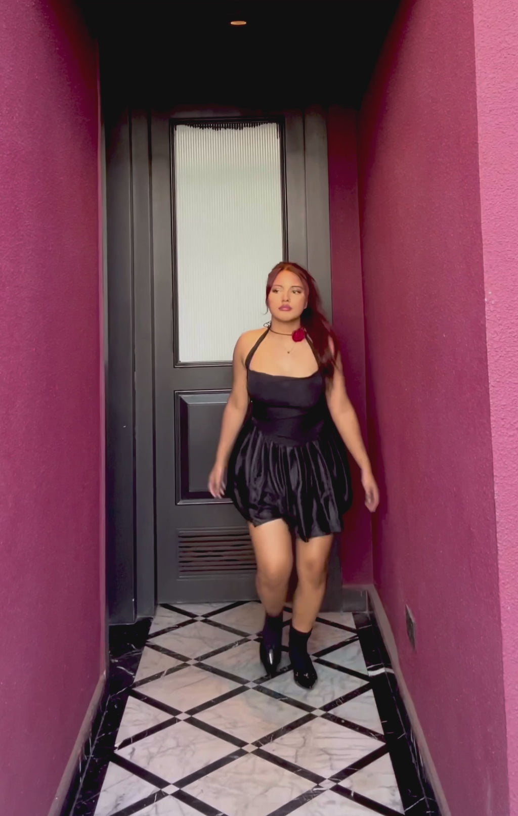 Black Midnight Satin Mini Dress